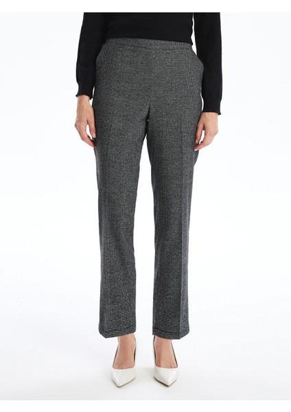 Yeni Sezon Beli Lastikli Kazayağı Desenli Kadın Pantolon modelleri