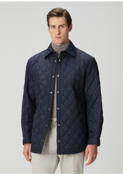 Lacivert Kapitoneli Dış Gömlek