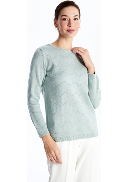 Yeni Sezon Bisiklet Yaka Desenli Kadın Triko Kazak