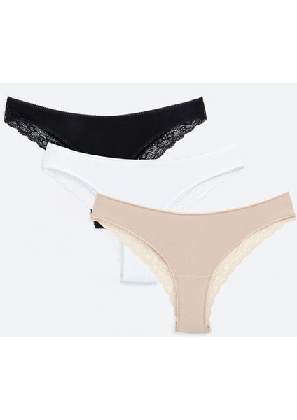 Yeni Sezon Dantel Detaylı Brazilian Külot 3'lü