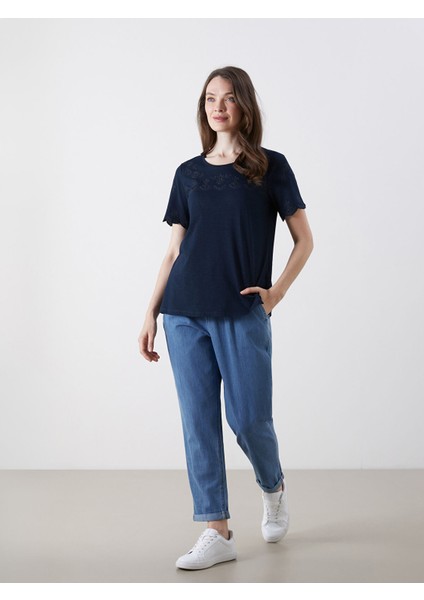 Yeni Sezon Beli Lastikli Carrot Fit Kadın Jean Pantolon