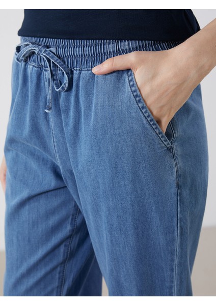 Yeni Sezon Beli Lastikli Carrot Fit Kadın Jean Pantolon modelleri