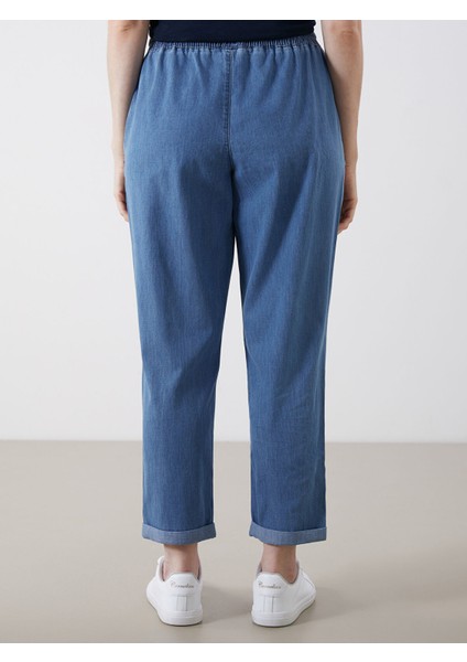Yeni Sezon Beli Lastikli Carrot Fit Kadın Jean Pantolon fırsatları