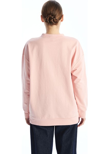 Yeni Sezon Bisiklet Yaka Baskılı Oversize Kadın Sweatshirt Tunik indirimleri