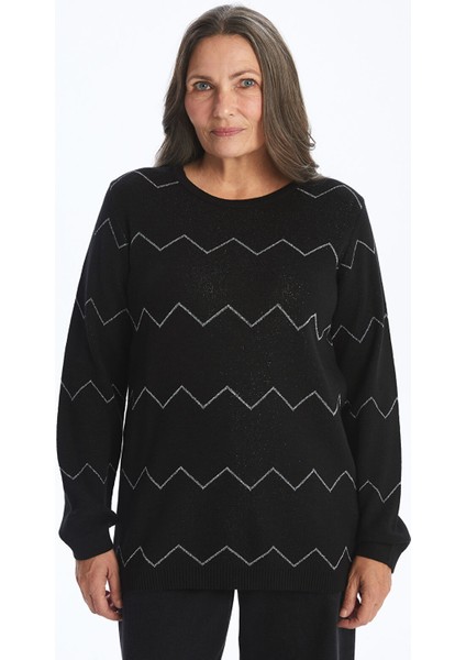 Yeni Sezon Bisiklet Yaka Desenli Kadın Triko Kazak