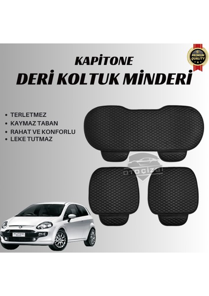 Fiat Punto Uyumlu Deri Kapitone Koltuk Minderi Koruma Kılıfı – 3’lü Set