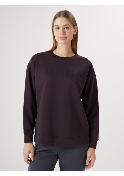 Yeni Sezon Bisiklet Yaka Baskılı Kadın Sweatshirt