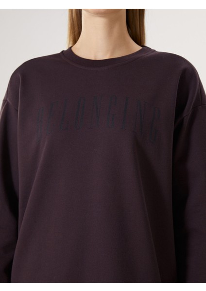 Yeni Sezon Bisiklet Yaka Baskılı Kadın Sweatshirt modelleri