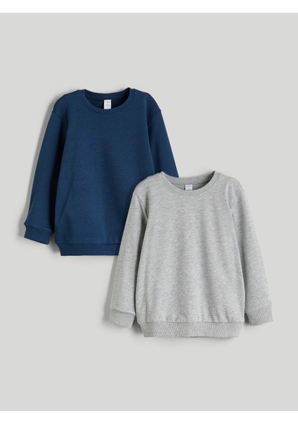 Yeni Sezon Bisiklet Yaka Erkek Çocuk Sweatshirt 2'li