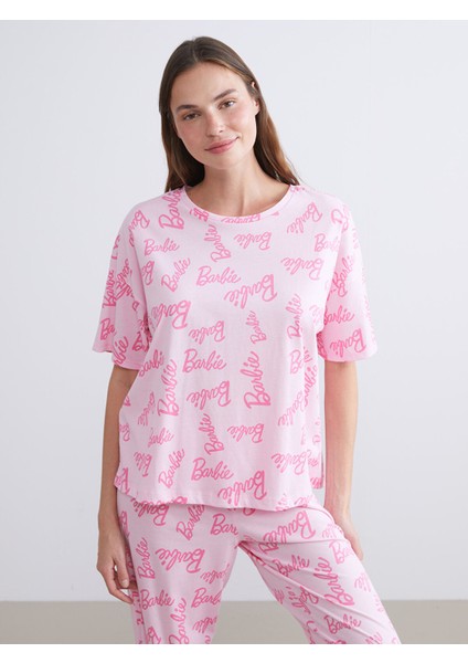 Yeni Sezon Bisiklet Yaka Barbie Baskılı Kadın Pijama Takımı fiyatları