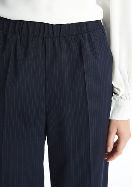 Yeni Sezon Beli Lastikli Çizgili Kadın Pantolon modelleri