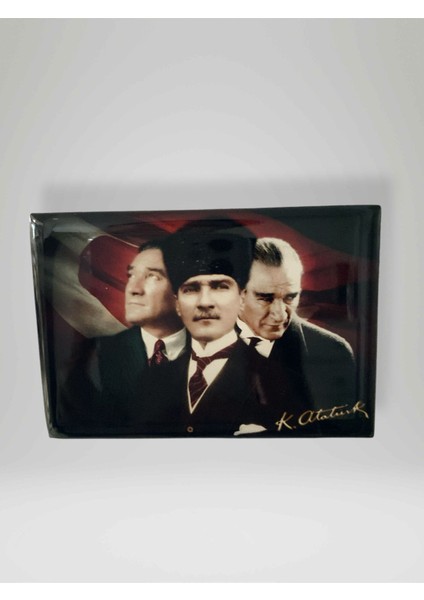 Atatürk Temalı Dikdörtgen Magnet Buzdolabı Süsü 80x55 mm