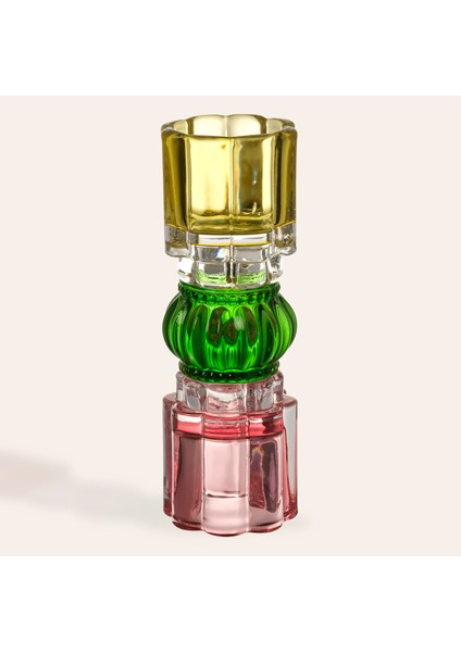 Nanjıng Cam Dekoratif Obje 7X7X21 cm Yeşil - Pembe