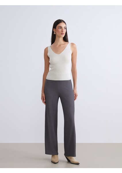 Yeni Sezon Beli Lastikli Dokulu Kadın Pantolon
