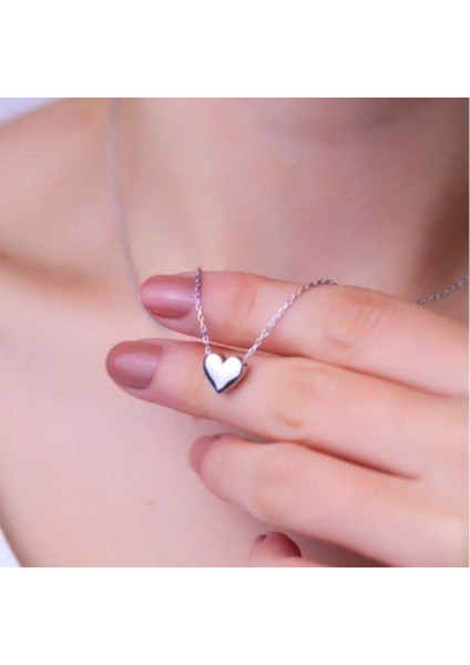 Gümüş Renk Taşsız Kalp Kolye