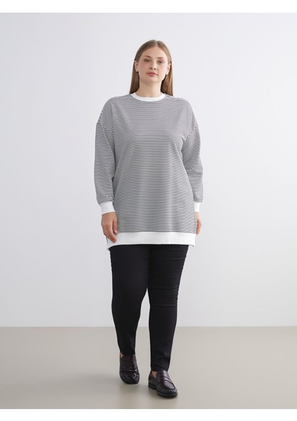 Yeni Sezon Büyük Beden Çizgili Kadın Sweatshirt Tunik fiyatları