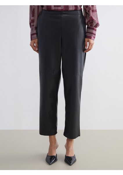 Yeni Sezon Beli Lastikli Kadın Deri Görünümlü Pantolon fırsatları