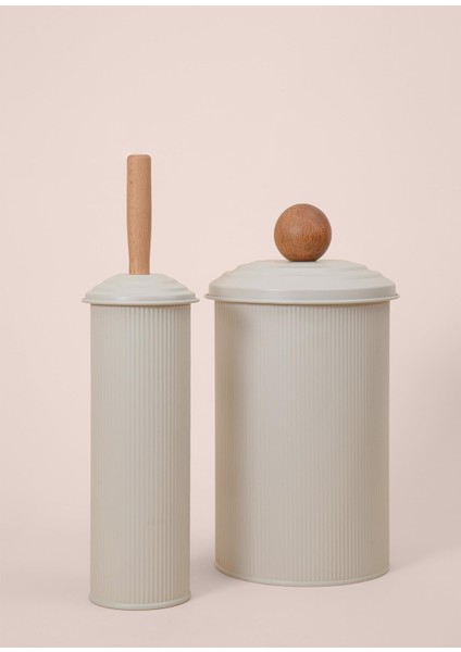 Stripe Bej Galvaniz Çöp Kovası & Tuvalet Fırçası 2'li Banyo Seti fiyatları