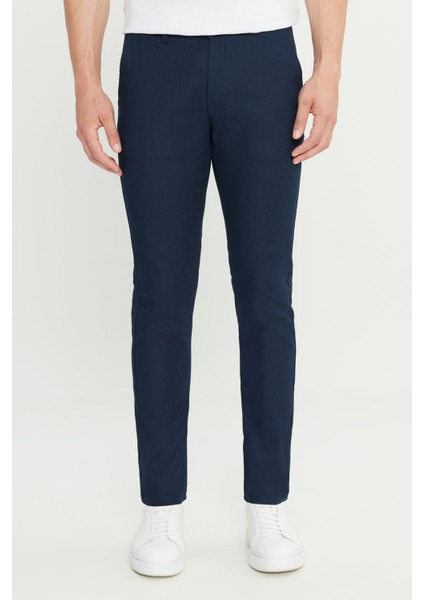 Pamuklu Slim Fit Dar Kesim Yan Cepli Armürlü Casual Pantolon