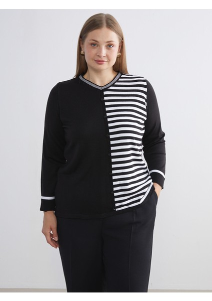 Yeni Sezon V Yaka Çizgili Kadın Triko Kazak fiyatları