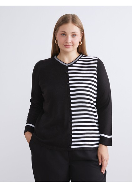 Yeni Sezon V Yaka Çizgili Kadın Triko Kazak modelleri