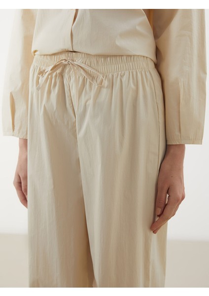 Yeni Sezon Beli Lastikli Geniş Paça Kadın Pantolon modelleri