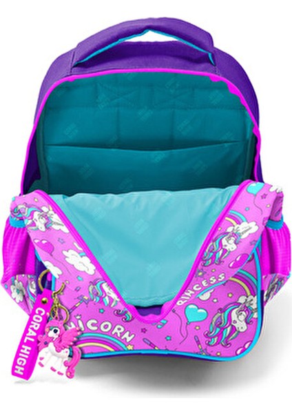 Yaygan Kids Mor Açık Pembe Unicorn Temalı Üç Bölmeli Okul Çantası Konforlu Tasarım fırsatları
