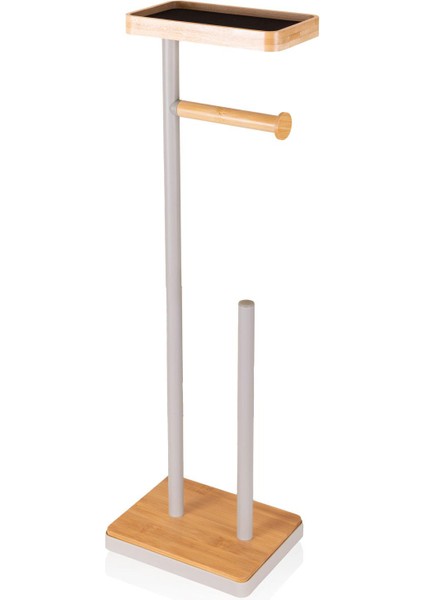 Gri Metal Tepsili Tuvalet Kağıdı Standı