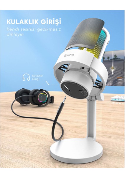 Ampligame A8 USB Rgb Beyaz Yayıncı Bilgisayar Mikrofon fırsatları