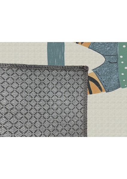 Kaymaz Tabanlı Tatlı Kaplan Figürlü Çocuk Halısı, Oyun Odası Dekoru