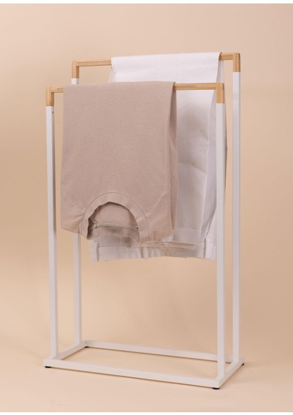 Beyaz Metal Bambu Havlu Askılığı fiyatları