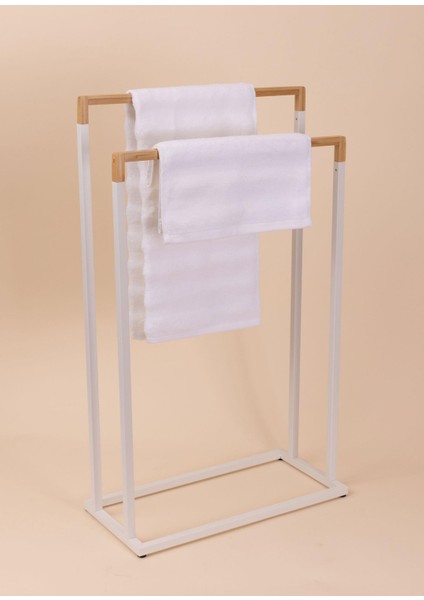 Beyaz Metal Bambu Havlu Askılığı modelleri