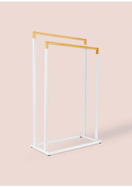 Beyaz Metal Bambu Havlu Askılığı fırsatları