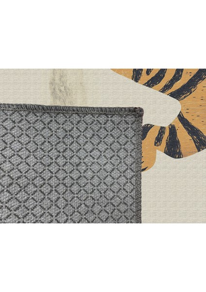 Tatlı ve Eğlenceli Kaplan Figürlü Çocuk Halısı, Makinede Yıkanabilir ve Kaymaz