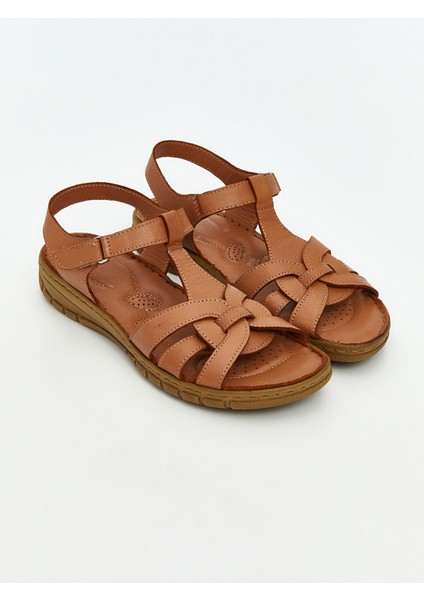 Yeni Sezon Deri Görünümlü Kadın Sandalet