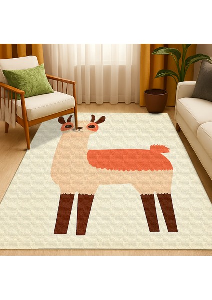 Sevimli ve Renkli Hayvan Desenli Çocuk Halısı, Kaymaz Tabanlı Eğlenceli Tasarım fiyatları