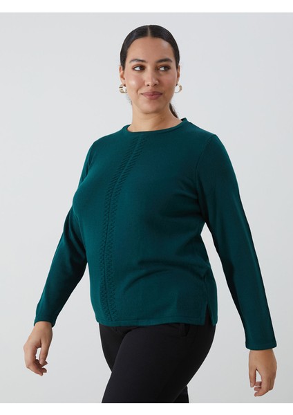 Yeni Sezon Bisiklet Yaka Dokulu Kadın Triko Kazak