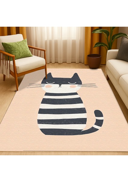Neşeli Kedi Figürlü Çocuk Odası Halısı, Renkli, Kaymaz ve Yumuşak fiyatları