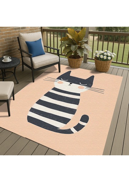 Neşeli Kedi Figürlü Çocuk Odası Halısı, Renkli, Kaymaz ve Yumuşak fırsatları