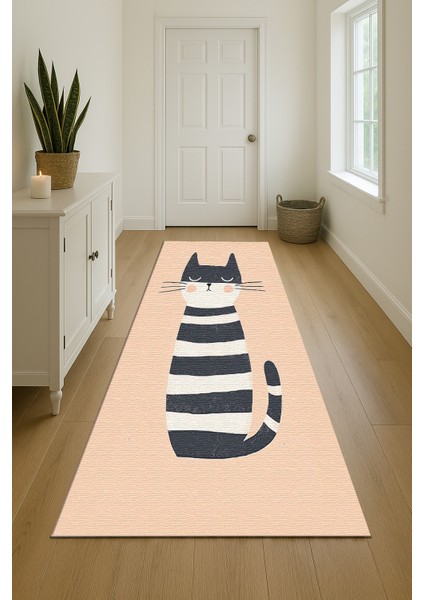 Neşeli Kedi Figürlü Çocuk Odası Halısı, Renkli, Kaymaz ve Yumuşak indirimleri