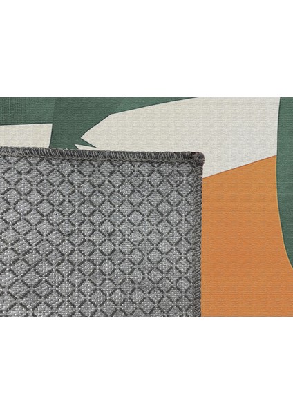 Turuncu Zeminli Neşeli Hayvan Figürlü Çocuk Odası Halısı, Makinede Yıkanabilir, Kaymaz Tabanlı