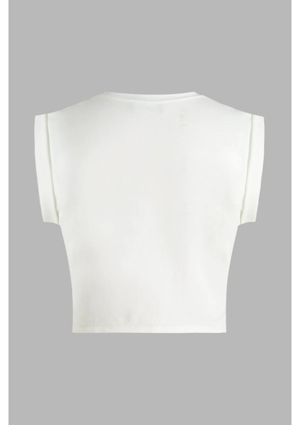 Kadın Baskılı Kısa Tişört Tozlu Beyaz fiyatları