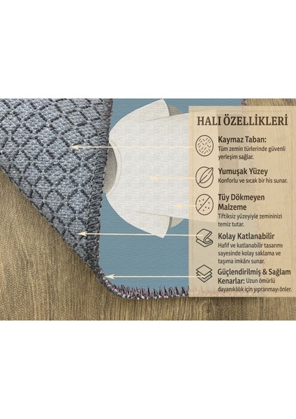 Eğlenceli Mavi Zeminli Fil Desenli Çocuk Halısı, Makinede Yıkanabilir ve Dayanıklı modelleri