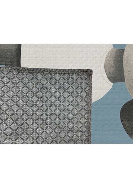 Eğlenceli Mavi Zeminli Fil Desenli Çocuk Halısı, Makinede Yıkanabilir ve Dayanıklı