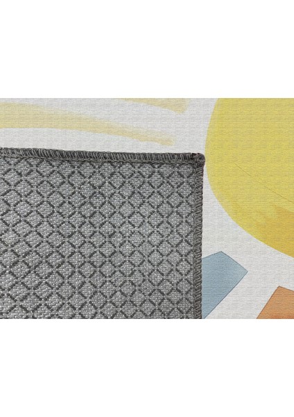 Neşeli Güneş Motifli Çok Renkli Çocuk Halısı, Oyun Odası İçin Kaymaz ve Yumuşak