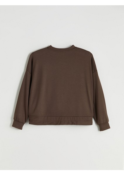 Yeni Sezon Bisiklet Yaka Büzgülü Kadın Sweatshirt fiyatları