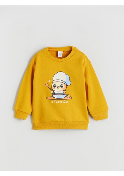 Yeni Sezon Bisiklet Yaka Baskılı Erkek Çocuk Sweatshirt 2'li indirimleri