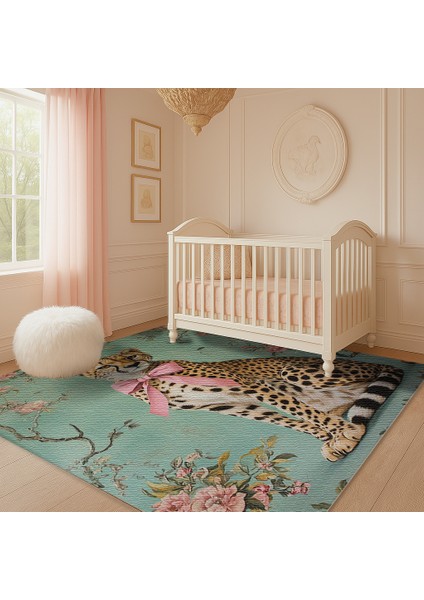 Oyun Odası İçin Hayvan Motifli Çocuk Halısı, Kaymaz ve Makinede Yıkanabilir