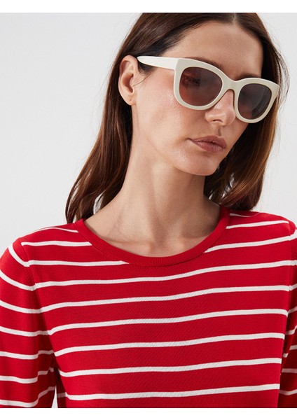 Yeni Sezon Bisiklet Yaka Çizgili Kadın Triko Kazak modelleri