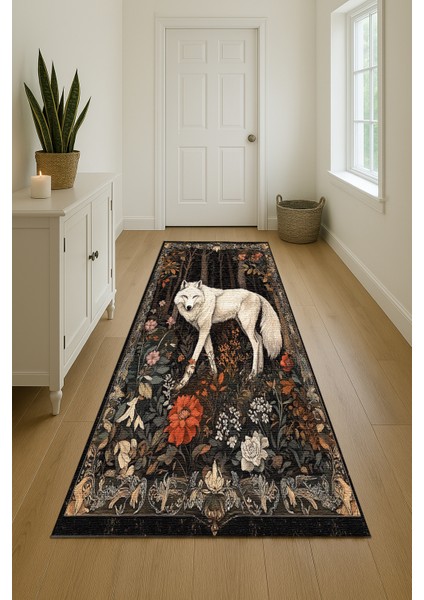 Şık Hayvan Figürlü Lacivert Zemin Salon Halısı, Kaymaz Tabanlı ve Estetik Tasarım indirimleri